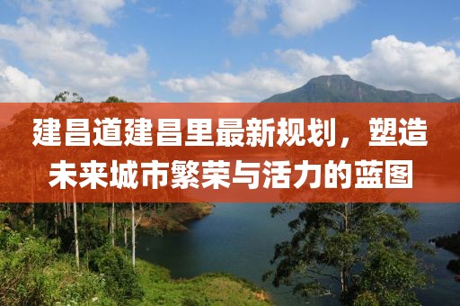 建昌道建昌里最新規(guī)劃，塑造未來城市繁榮與活力的藍(lán)圖