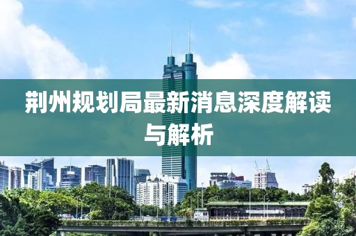 荊州規(guī)劃局最新消息深度解讀與解析