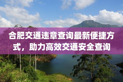 合肥交通違章查詢最新便捷方式，助力高效交通安全查詢