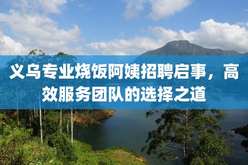 義烏專業(yè)燒飯阿姨招聘啟事，高效服務團隊的選擇之道