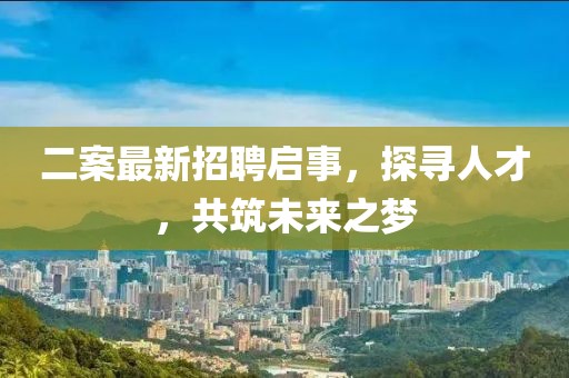 二案最新招聘啟事，探尋人才，共筑未來(lái)之夢(mèng)