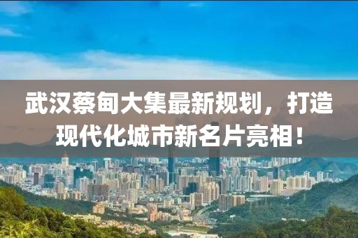 武漢蔡甸大集最新規(guī)劃，打造現(xiàn)代化城市新名片亮相！