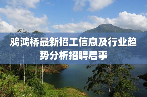 鴉鴻橋最新招工信息及行業(yè)趨勢分析招聘啟事