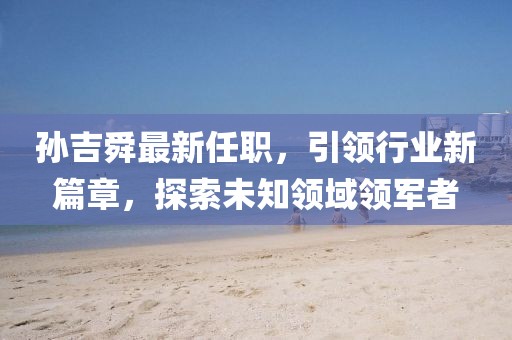 孫吉舜最新任職，引領(lǐng)行業(yè)新篇章，探索未知領(lǐng)域領(lǐng)軍者