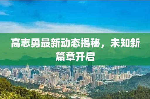 高志勇最新動態(tài)揭秘，未知新篇章開啟