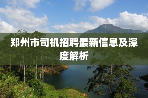 鄭州市司機(jī)招聘最新信息及深度解析