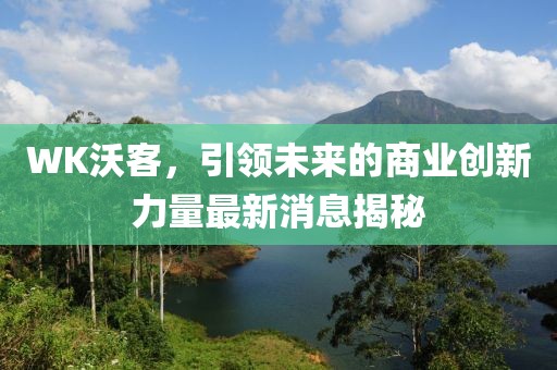 WK沃客，引領(lǐng)未來的商業(yè)創(chuàng)新力量最新消息揭秘