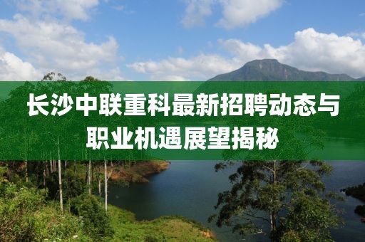 長沙中聯(lián)重科最新招聘動態(tài)與職業(yè)機遇展望揭秘
