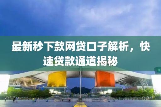最新秒下款網(wǎng)貸口子解析，快速貸款通道揭秘