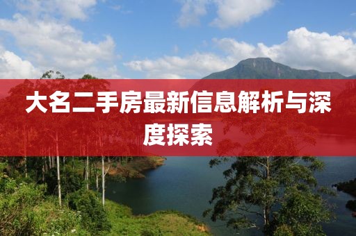 大名二手房最新信息解析與深度探索