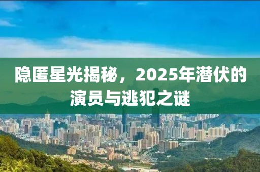 隱匿星光揭秘，2025年潛伏的演員與逃犯之謎