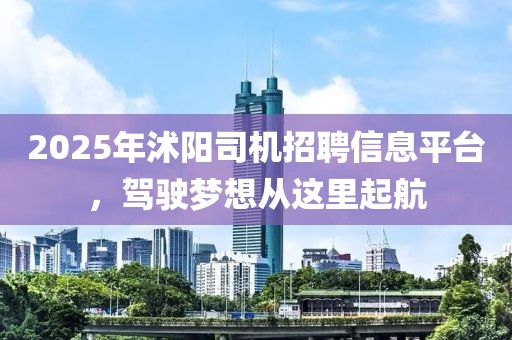 2025年沭陽司機招聘信息平臺，駕駛夢想從這里起航