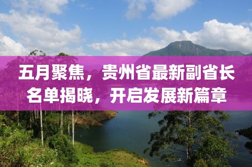 五月聚焦，貴州省最新副省長(zhǎng)名單揭曉，開啟發(fā)展新篇章
