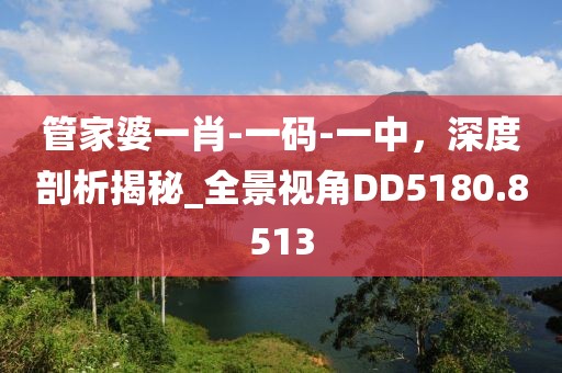 管家婆一肖-一碼-一中，深度剖析揭秘_全景視角DD5180.8513
