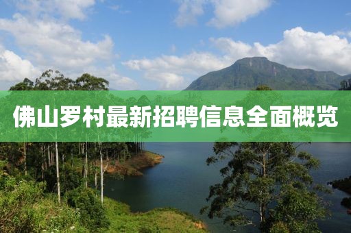 佛山羅村最新招聘信息全面概覽