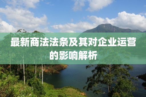 最新商法法條及其對企業(yè)運營的影響解析